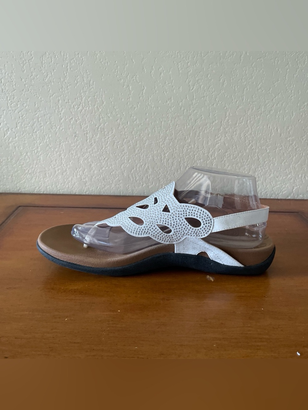 Rockport Ridge Sling Womens Sandals Sz 10 White Silver Bling Leather Laser Cut - Picture 5 of 14